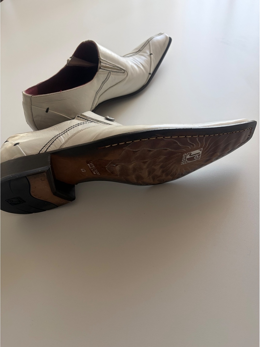 Jo Ghost Men's 43 White Leather new Dress Shoes Size 43 - Picture 4 of 9